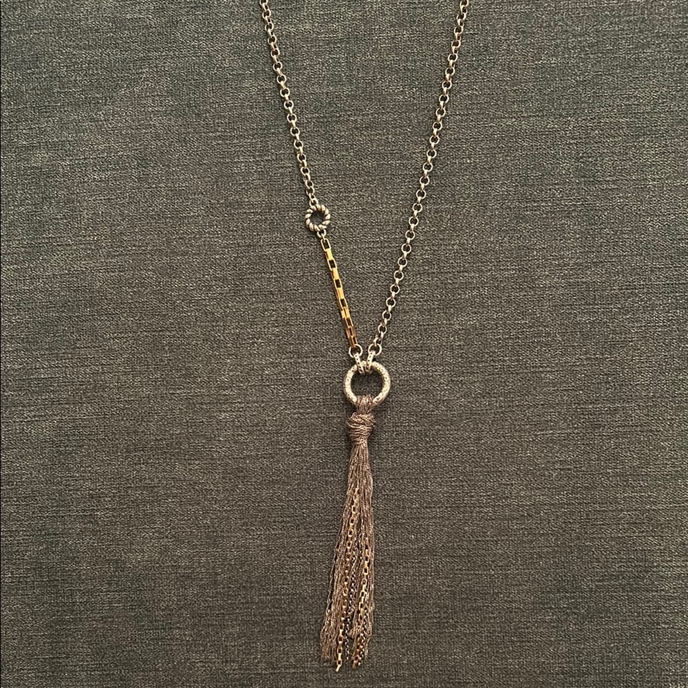 Brighton Gold and Silver Tassel Necklace with Modern Design